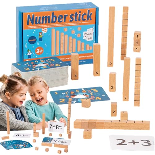 Dfstvup Zählwürfel für Kinder Mathe, Mathewürfel Manipulative,Zahlenzählblöcke Spielzeug mit Aktivitätskarten | Mathe-Manipulationsspielzeug für Kleinkinder im Vorschulalter aus Holz, von Dfstvup