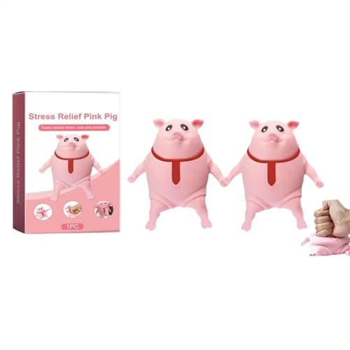 Squishy Pig Stressspielzeug | 2 Stück rosa Schweinchen-Stressspielzeug | Stress-Schweinchen-Quetschspielzeug zum Dekomprimieren und Dehnen für Kinder und Erwachsene | Stressabbau-Schweinchenspielzeug von Dfstvup