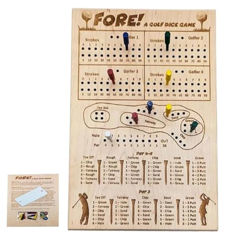 1 Set Holz-Golf-Brettspiel, Golf-Brettspiel, Holz-Golf-Würfelspiel, anspruchsvolle Würfelspiele, Familien-Brettspiele, tragbar und einfach überall zu spielen, herausforderndes und lustiges Würfelspiel von Dgayaeic