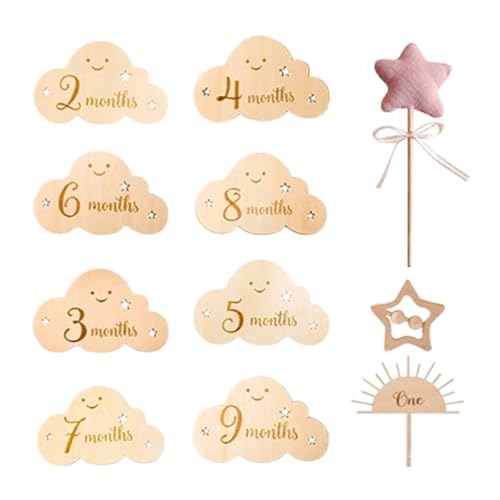 11 Packs Baby Monthly Cards Signs, Welcome New Baby 1-12 Months Reversible Wooden Photo Cards, Monthly Baby Cards Complete Baby Celebrations Set Ideal for New Parents, Baby Shower Mum to Be von Dgayaeic