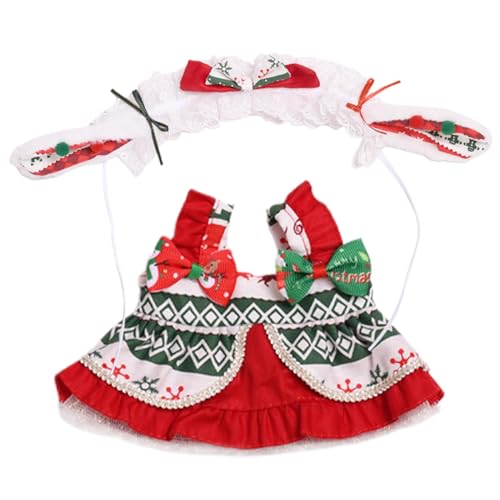 20 cm große Plüschpuppe Weihnachtskleidung mit Stirnband, Plüschpuppenkleidung und Zubehör, kleines Plüschpuppenkostüm, Stofftier-Outfit, festliches Weihnachts-Themen-Outfits, wunderbares Geschenk für von Dgayaeic