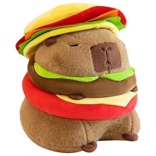 Capybara Burger Plüsch, superweiche Capybara -Puppe, Cartoon gefülltes Tierkissen, realistisch, vielseitiges und lustiges Spielzeug, PP Cotton Perfect Companions für Zuhause, Reisen oder überall von Dgayaeic