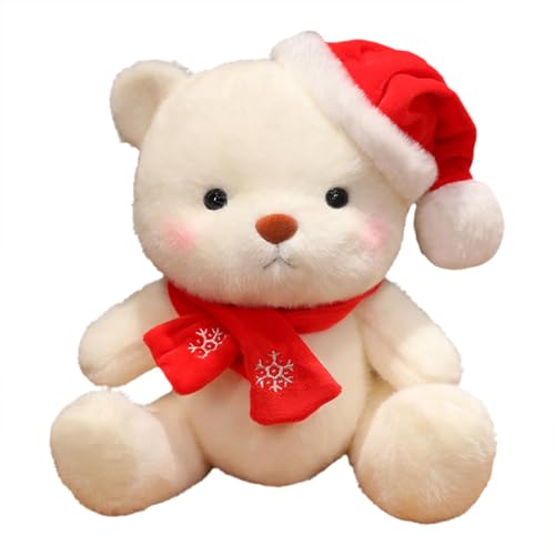 Cute Christmas Plush Bear, 20cm Christmas Stuffed Plush Bear Toy, Red Scarf/shawl Style Christmas Hat Stuffed Plush Bear, Christmas Soft Toy, Bear Plush Toy Festive Ideal Present For Kids And Adults von Dgayaeic