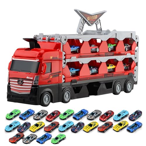 Dgayaeic Autotransporter Spielzeug-LKW,Autospielzeug-Schlepper,Zusammenklappbarer Autoaufbewahrungs- und Transporter-Spielzeug-LKW - Kinderspielwagen, faltbares Spielzeugauto, Rennbahn, Doppelschicht, von Dgayaeic