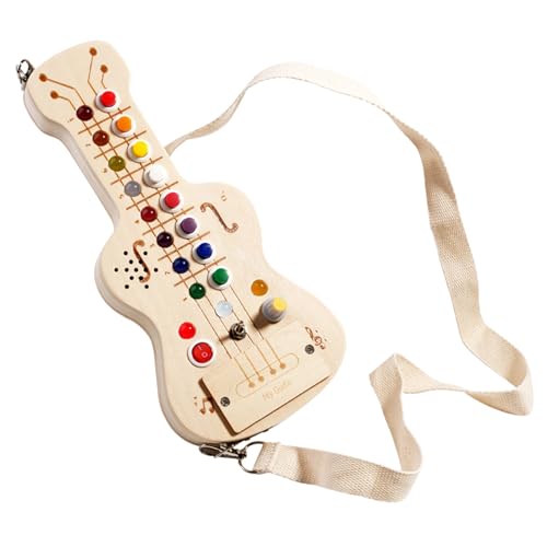 Dgayaeic E -Gitarrenspielzeug, Sensory Activity Board Holzkinder -Gitarrenspielzeug mit LED -Licht, sensorische Entwicklung von Babys, Interaktive, Spaß, ABS Babys in von Dgayaeic