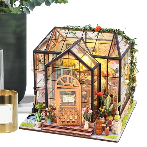 Dgayaeic Miniaturhaus | Gewächshaus Modellbausatz mit Möbeln und Werkzeugkleber | Handmade Holzmodell für Projekte Raumdekoration Geschenk Dgayaeic Miniaturhaus | Gewächshaus Modellbausatz mit Möbeln und Werkzeugkleber | Handmade Holzmodell für Projekte Raumdekoration Geschenk von Dgayaeic