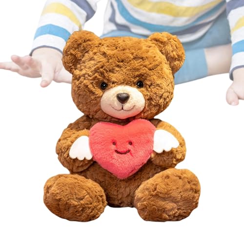 Dgayaeic Valentines Bear, Valentine Bear - Weicher Bär Valentines Plüsch umarmend Herz,9.84in Stofftierpuppen Spielzeugwurf Kissen für Frauen Freundin Jubiläen Geburtstage von Dgayaeic