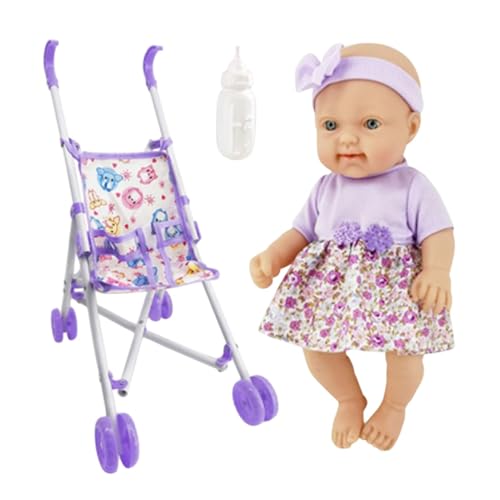 Doll Stroller Toy, Doll Stroller Set With Adjustable Handle, Baby Doll Play Set With Stroller Realistic Accessories Baby Doll Pushchair Pretend Play Wonderful Gift For Kids Girls -Christmas, Birthdays von Dgayaeic