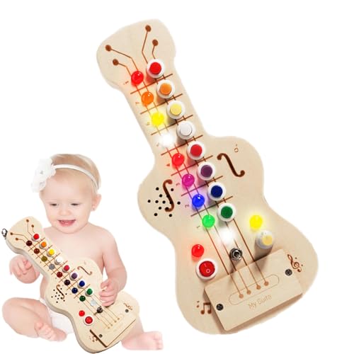 E -Gitarrenspielzeug, Sensory Activity Board Holzkinder -Gitarrenspielzeug mit LED -Licht, sensorische Entwicklung von Babys, Interaktive, Spaß, ABS Babys in von Dgayaeic