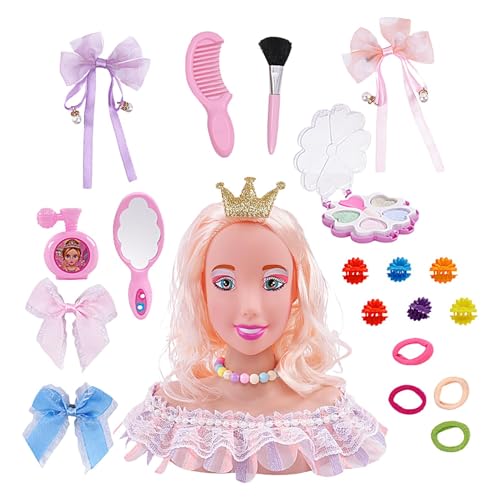 Kids Hairdressing Makeup Doll Head, Makeup Hairdressing Doll Styling Head Toy With Hair Accessories, Dolls Head Hair Styling, Kids Play Makeup & Hair Dressing Heads Toy Set Amazing Gift For Kids Girls von Dgayaeic