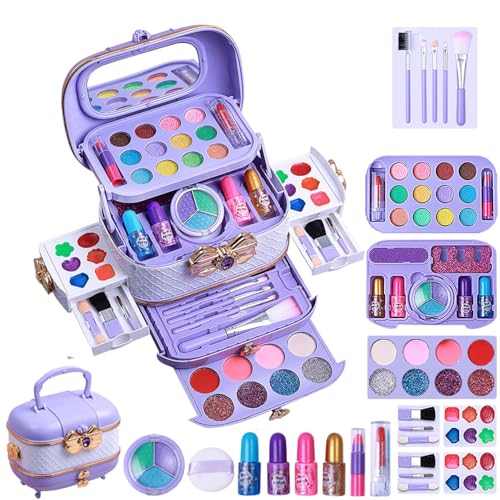 Kinder-Make-up-Sets für Mädchen | Prinzessin Spielzeug Make-up-Set | Waschbares Make-up-Starterset | Princess Real Pretend Play Kosmetikset Spielzeug mit Spiegeln | Echtes Kosmetikset, hautfreundliche von Dgayaeic