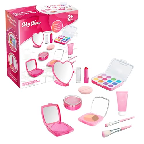 Mädchen tun Make -up -Set vor, so tun kosmetische Sets, vollständige gefälschte Make -up -Spielzeuge, fördern Fantasie, tragbar/einfach zu bedienen, 15,5 x 14 x 6 cm Mädchen in von Dgayaeic