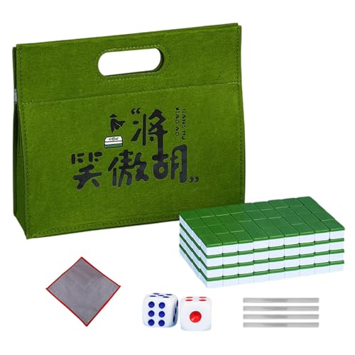 Mahjong Tile Complete Set, kleines Tisch Mahjong Family Game, Dice und Tiles Brettspiel, Premium-Qualitätsmaterialien, tragbarer, einfacher Lagerung für Familienversammlungen, Zusammenkünfte von Freun von Dgayaeic