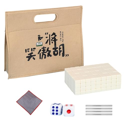 Mahjong Tile Complete Set, kleines Tisch Mahjong Family Game, Dice und Tiles Brettspiel, Premium-Qualitätsmaterialien, tragbarer, einfacher Lagerung für Familienversammlungen, Zusammenkünfte von Freun von Dgayaeic