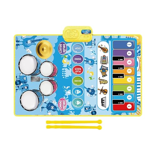 Musical Piano Teppich Toy, Klavier und Drum Matte, Kinderssensory Toy, farbenfrohe Designs und interaktive Geräusche, batteriebetriebene Tuch/PVC-Geschenk für kleine Kinder in Gelegenh von Dgayaeic