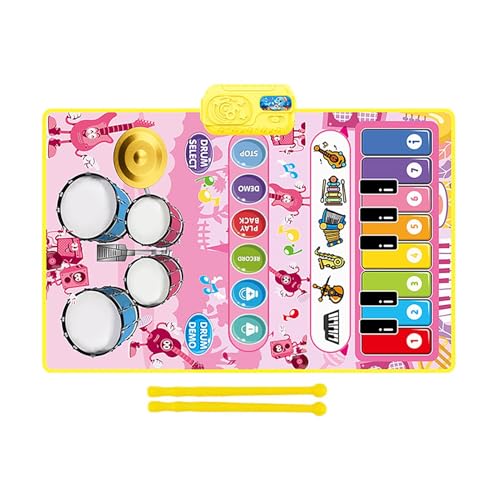 Musical Piano Teppich Toy, Klavier und Drum Matte, Kinderssensory Toy, farbenfrohe Designs und interaktive Geräusche, batteriebetriebene Tuch/PVC-Geschenk für kleine Kinder in Gelegenh von Dgayaeic