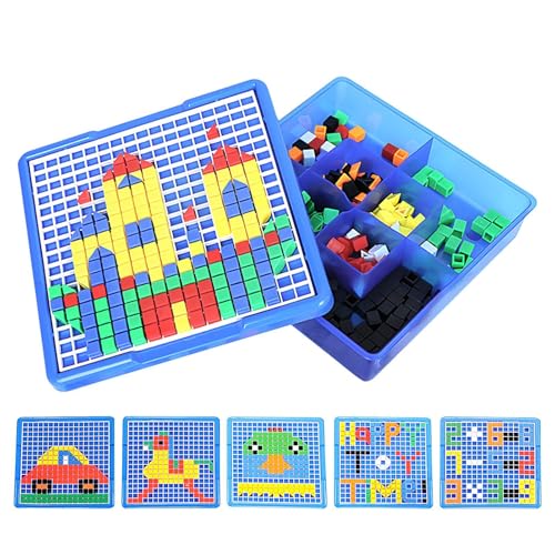 Pegboard-Puzzlespiel, Vorschullernspielzeug, pädagogische Puzzleteile, lustiges farbenfrohes und anregendes Design, verbessert die Feinmotorik, 585 Kapseln, 24x24x6cm ideal für Kinder im Alter von 3 b von Dgayaeic