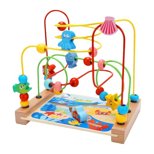 Rollercoaster Toy, Wood Works Bead Coaster, Colourful Wooden Beads Maze Roller Coaster Beads Wire Maze Educational Toy, Early Development & Activity Toys Wonderful Present for Boys and Girls Aged 3+ von Dgayaeic