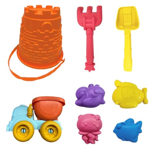 Sand & Beach Toys Kit, Eimer und Spade Beach -Spielzeug -Set, Sandbaulwerkzeuge, helles, farbenfrohes Design, tragbar und leicht zu tragen, orange, grün fördert ein aktives Spiel für Kleinkind, von Dgayaeic