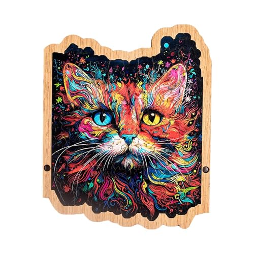 Wooden Jigsaw Puzzles for Kids & Adults, Cat Wooden Jigsaw Puzzles, Funny Cat Jigsaw Board Game Puzzles, Unique Animal Shaped Wooden Puzzle for Home Decorations and Family, Friend Giftz, Cat Lovers von Dgayaeic