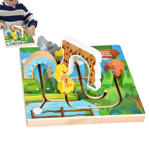 Wooden Maze Toy, Early Learning Educational Activity Toy Fine Motor Skills Animals Maze Toys, Wooden Sensory Activity Board Fine Motor Skills Toys Animal Themed Maze Toy Wonderful Present for Toddler von Dgayaeic