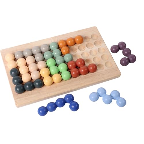 Wooden Puzzle Beads Game, Puzzle Board Beads Game Toy for Kids, 55 Beads Stacking Rainbow Board Games, Logical Board Bead Toy, Early Educational Toy Rainbow Ball Elimination Ideal Present for Kids 3+ von Dgayaeic