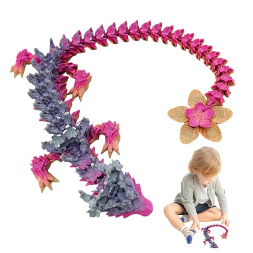 Bedruckter beweglicher Drache, voll beweglicher Kristalldrache, Fidget-Drachen-Spielzeug, glatte Textur, Spaß und Freude zu verwenden, nicht leicht zu brechen oder zu verformen, 30 cm für die Familie von Dgkdek