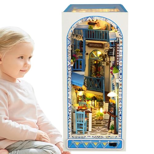 Book Nooks | Meeresbrise 3D Puzzle | Holzpuzzle Kit | Miniatur-Bücherregal-Szenen | Dekorative Buchstützen schaffen einen Küstenzufluchtsort für Tischregal von Dgkdek