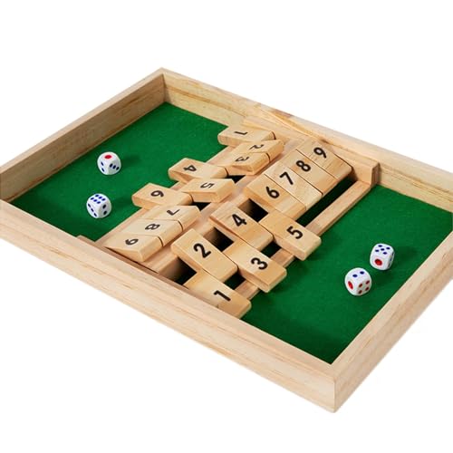 Box-Würfelspiel, Shut The Box Board, Umdrehbares Lustiges Tischspiel, Einfaches Und Unterhaltsames Spiel, Leicht Zu Erlernen Und Zu Spielen Und Kann Leicht Getragen Werden, 32,5 Cm, Für Kinder Und Erw von Dgkdek