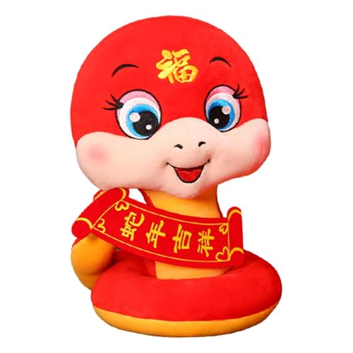 Chinesisches Schlangen-Maskottchen-Plüsch,Chinesische Schlangen-Plüschpuppe - Jahr der Schlange Maskottchen Schlange Stofftier Plüschanhänger Puppe,Glückliche rote Schlange, Neujahrsspielzeug, chinesi von Dgkdek