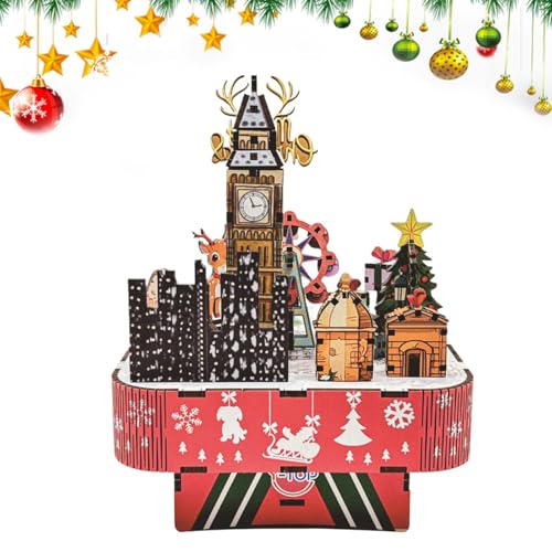 Christmas Puzzle Music Box | 3D Wooden Castle Model Assembly Puzzles | Engaging Building Toy for Kids, Teens, and Adults | Unique Wooden Ornaments for Holiday Decor von Dgkdek