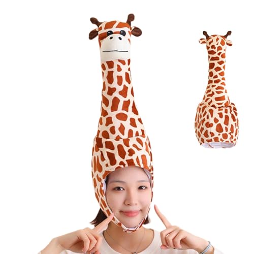 Cosplay-Kopfbedeckung Giraffenhut, verkleidete Giraffen-Kopfbedeckungskappe | Dreidimensionaler Plüsch-Giraffe-Kopfbedeckungshut,Party-Dressing-Zubehör, Kopfbedeckung für Party, Karneval, Rollenspiel- von Dgkdek