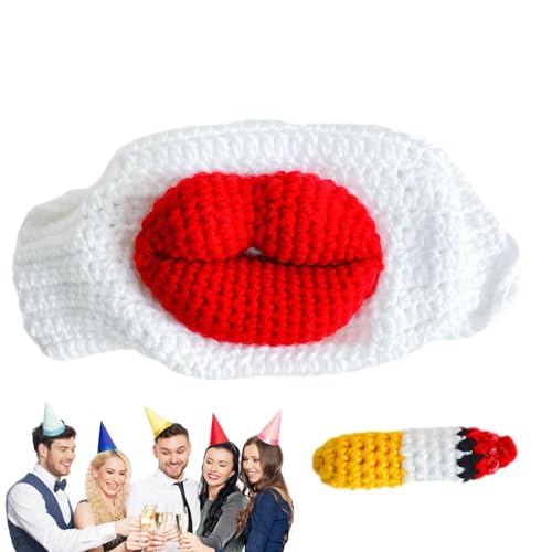 Dgkdek Gehäkelte Gesichtsmaske, handgemachte Gesichtsmaske - Handgestrickte Wurstmund-Gesichtsbedeckung für Maskerade | Wiederverwendbare Gesichtsbedeckung für Karneval, Modenschauen, Bühnenshows von Dgkdek