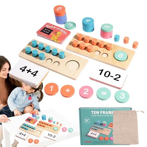 Dgkdek zehn Frame, Zählen von Mathematikspiel, Zahlen -Lernspielzeug, Sicherheit und Spaß kann es lang Nicht einfach verwenden, um 17,8 cm für Kinder zu brechen von Dgkdek