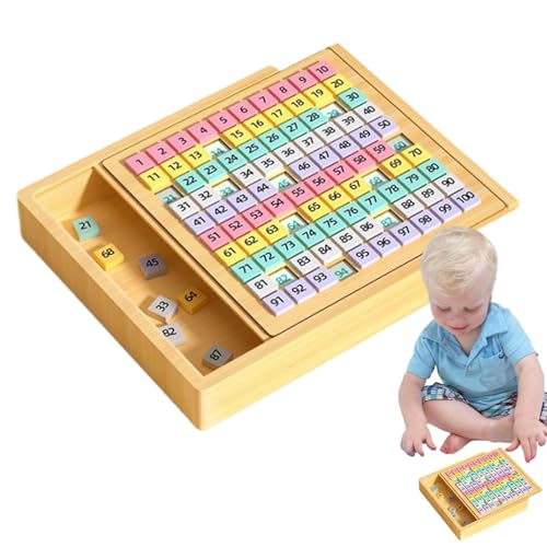 Dgkdek Holzhundertbrett, Nummer Brettspiel, farbenfrohe Zählspiel, Sicherheit und Spaß können es Lange Zeit verwenden, um 22,5 cm für Kinder zu brechen von Dgkdek