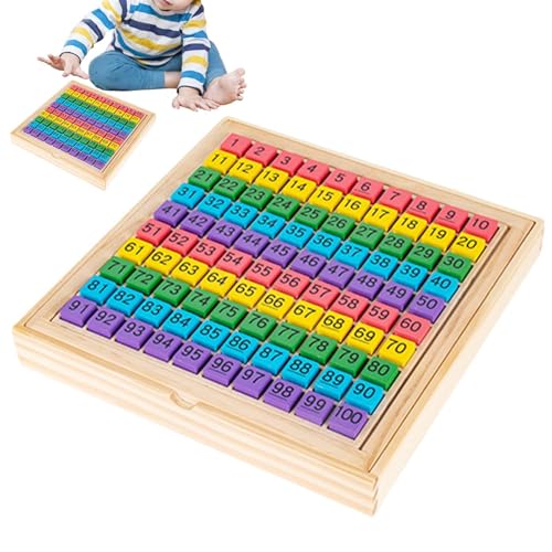 Dgkdek Holzhundertbrett, Nummer Brettspiel, farbenfrohe Zählspiel, Sicherheit und Spaß können es Lange Zeit verwenden, um 22,5 cm für Kinder zu brechen von Dgkdek