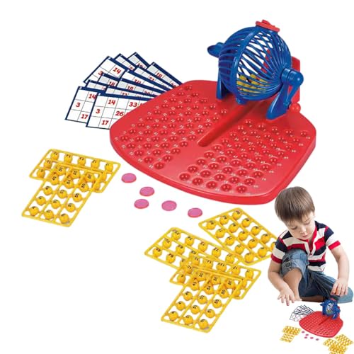 Dgkdek Klassisches Bingo-Spielset, Bälle-Kartenspiel, interaktives Lotteriemaschinenspielzeug, einfach und unterhaltsam zu bedienen, Nicht leicht zu zerbrechen, 20 cm, für Kinder und Erwachsene von Dgkdek