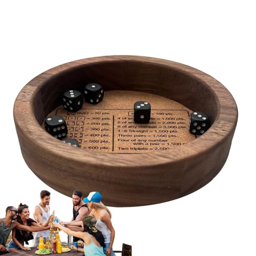 Dgkdek Klassisches Würfelspiel mit Tablett, Würfel aus Holz, rollende Würfel aus Holz, einfach und sicher zu verwenden, Nicht leicht zu beschädigen oder zu brechen, 14 cm, für Erwachsene von Dgkdek