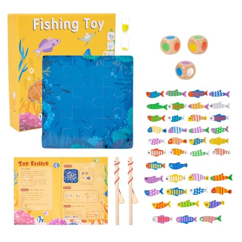 Dgkdek Magnet Fishing Game | Wooden Fishing Game | Parent-Child Interactive Toy | Fine Motor Skill Toy | Fishing Game Set Fine Motor Practice for Quiet Play von Dgkdek