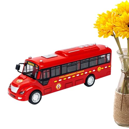 Dgkdek Postkutschenbusse Ziehen Zurück, Crelloci London Doppeldecker, Fahrendes Busspielzeug, Bunte Leuchten Und Die Realistischen Geräusche 19,5 cm Rot Für Kinder Jeden Alters von Dgkdek