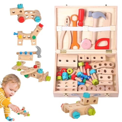 Dgkdek Zimmermannsspielzeug-Set, Holzspielwerkzeuge, Lernspielzeug, sicher und unterhaltsam zu verwenden, Nicht leicht zu beschädigen oder zu brechen, 30 cm, für Kinder von Dgkdek