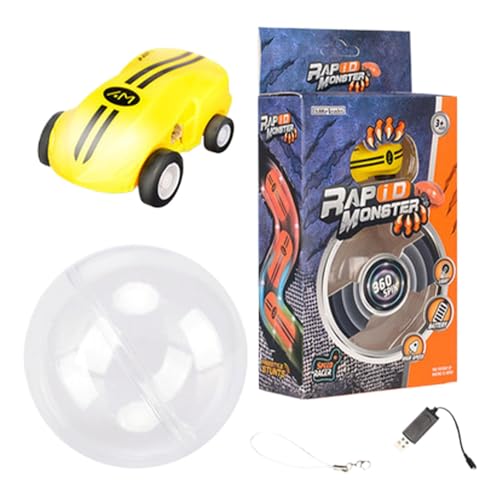 Flash Spin Auto, Hochgeschwindigkeits-Rennwagen, Grad-Stunt-Rotations-Taschenspielzeug, einfach zu tragen, sorgt für endlose Unterhaltung ohne Batterien, 4,5 cm, Gelb/Blau für Kinder von Dgkdek