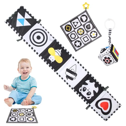 High Contrast Child Toys | Set of 3 Interactive Shapes for Visual Stimulation | Educational Activity Toys for Brain Development | Perfect for Aged 0-6 Months von Dgkdek