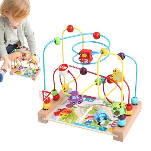 Holzperlenlabyrinth, Premium-Aktivitätswürfel Aus Holz Für Kleinkinder, Holzspielzeug Für Kleinkinder, Sorgt Für Unterhaltung Beim Lernen, Glatte Kanten, Unschädlich Für Babys, 22 cm, Für Und M von Dgkdek