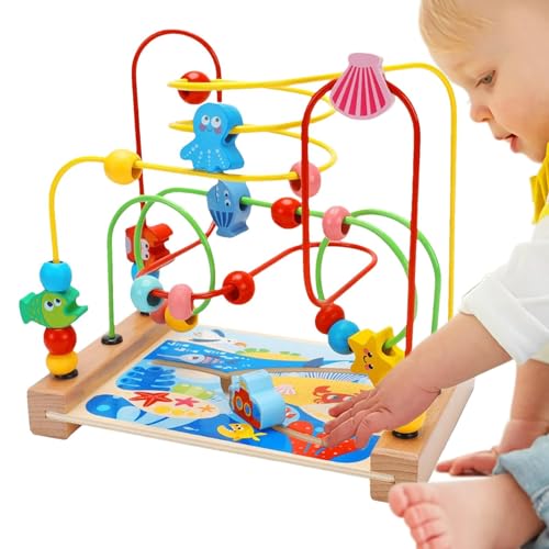 Holzperlenlabyrinth, Premium-Aktivitätswürfel Aus Holz Für Kleinkinder, Holzspielzeug Für Kleinkinder, Sorgt Für Unterhaltung Beim Lernen, Glatte Kanten, Unschädlich Für Babys, 22 cm, Für Und M von Dgkdek