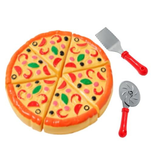 Kids Pizza Playset, hölzerne Pizza -Lebensmittel -Set, tat Rollenspielzeug -Picknick, Spaß und Sicherheit, kann es Lange Zeit verwenden, um 16 cm für Kinder zu brechen von Dgkdek