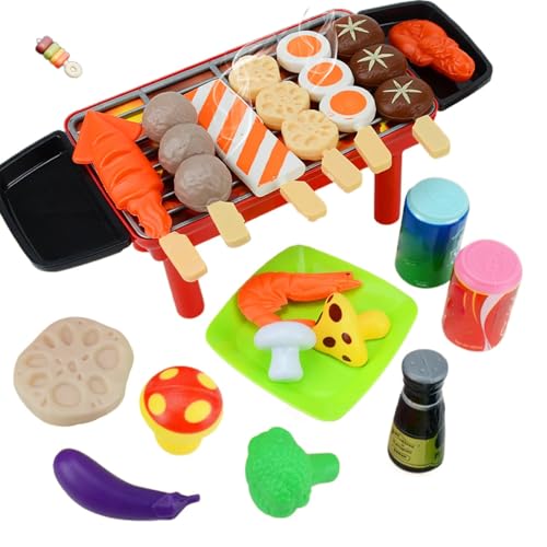 Kinder-BBQ-Grill-Spielset,Kindergrill | Realistisches Kochspielzeug zum Grillen,Gourmet-Kochbox-Spielzeug, Essensspielzeug, Spielzeug-BBQ-Grill-Set für Kinder, Zeit mit der Familie von Dgkdek