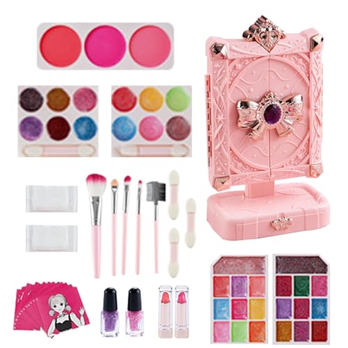 Make-up-Set Spielzeug, Make-up-Set für kleine Mädchen | Prinzessin kleines Mädchen-Make-up-Spielset | Großes Aufbewahrungsbox-Design, Make-up-Beauty-Set für Kindertag, Weihnachten, Geburtstag, Neujahr von Dgkdek