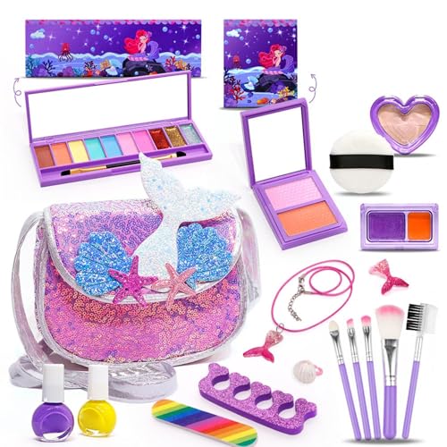 Make-up-Spielzeug, Make-up-Set für Kleinkinder - 19x Mädchen-Spiel-Make-up-Set,Waschbares Make-up-Spielzeug, echtes Make-up-Spielzeug für Mädchen zum Geburtstag, Weihnachten, Kinder im Alter von 3 4 5 von Dgkdek