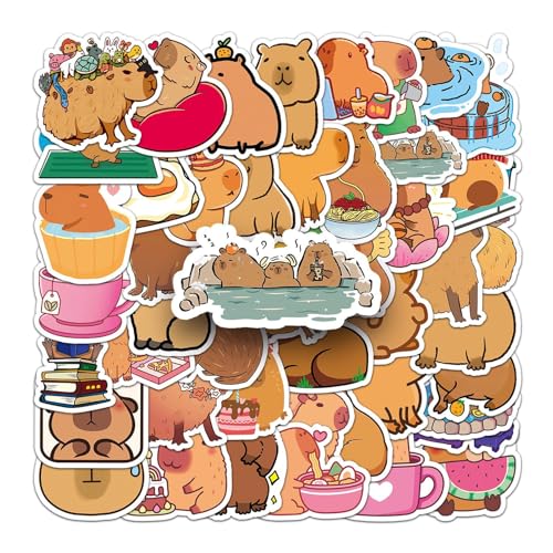 Nette Capybara-Abziehbilder, Capybara-Aufkleber Pack, Tieraufkleber, Fade-resistente Vinyl, wasserdichte Aufkleber, 4-5 cm, Zum Dekorieren Von Wasserflaschen von Dgkdek